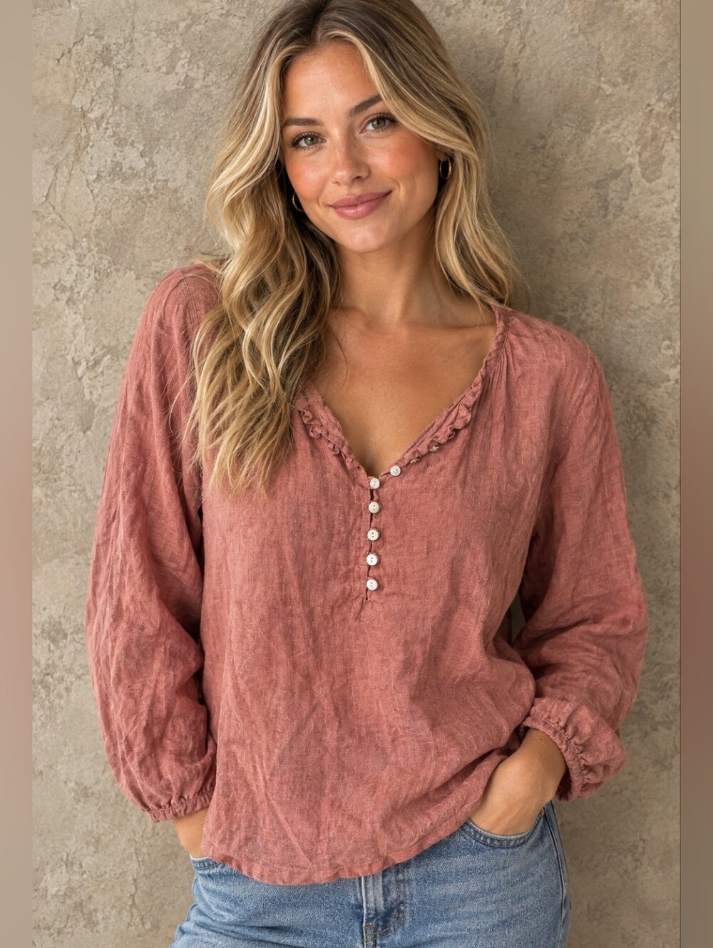 Sugar Candy Mountain Linen Earthy Neutral Blouse Casual Autumn Travel